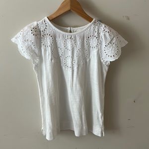 Loft White Eyelet Top NWT